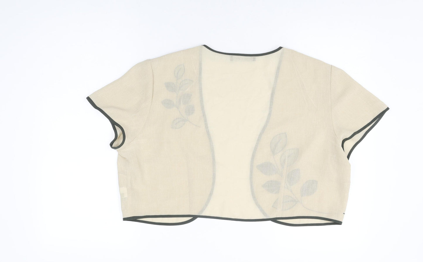 Jacques Vert Womens Beige Polyester Cropped Blouse Size 22 V-Neck