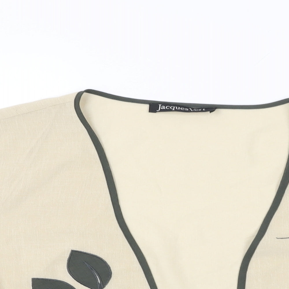 Jacques Vert Womens Beige Polyester Cropped Blouse Size 22 V-Neck