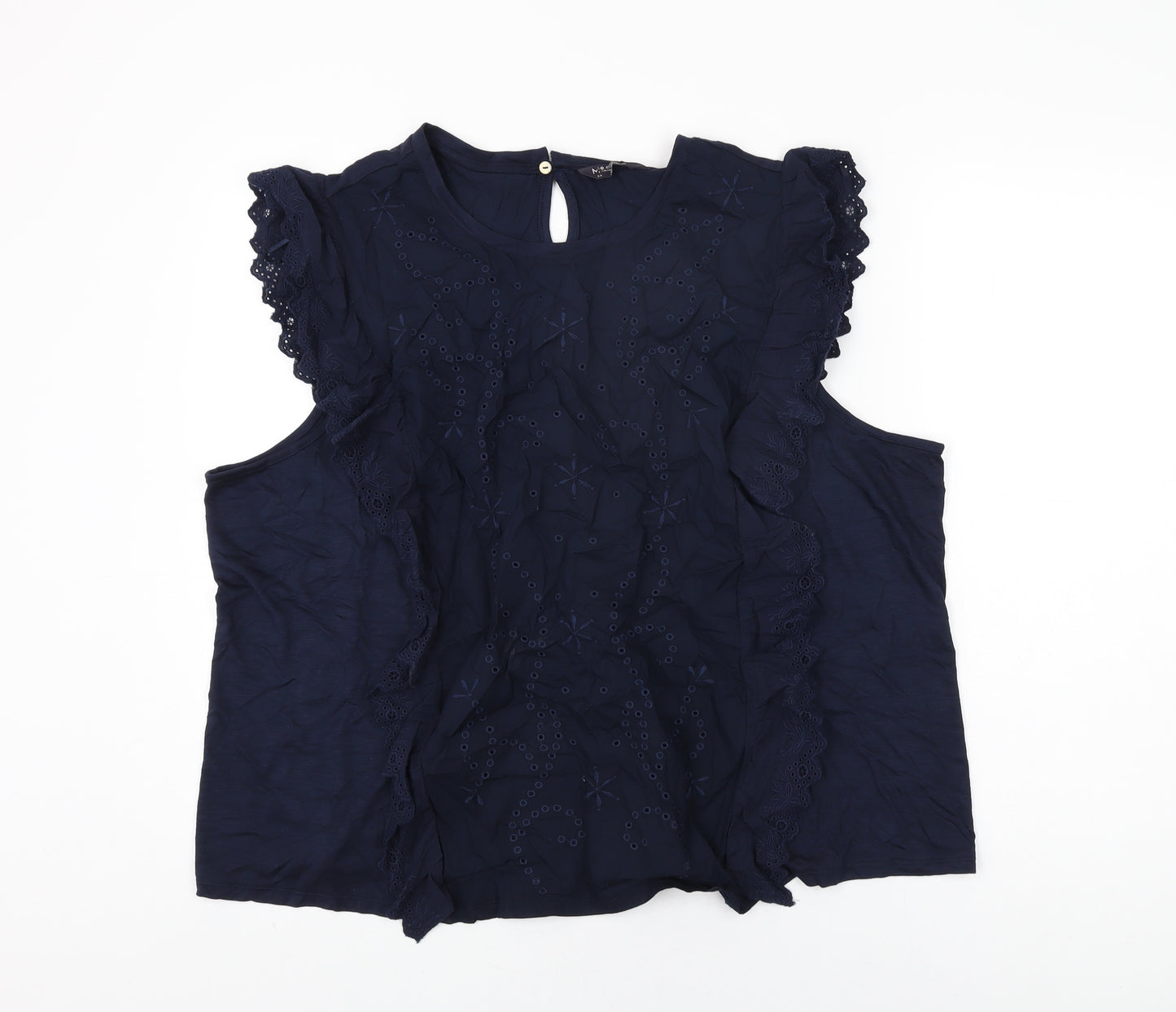 Marks and Spencer Womens Blue Cotton Basic T-Shirt Size 24 Round Neck