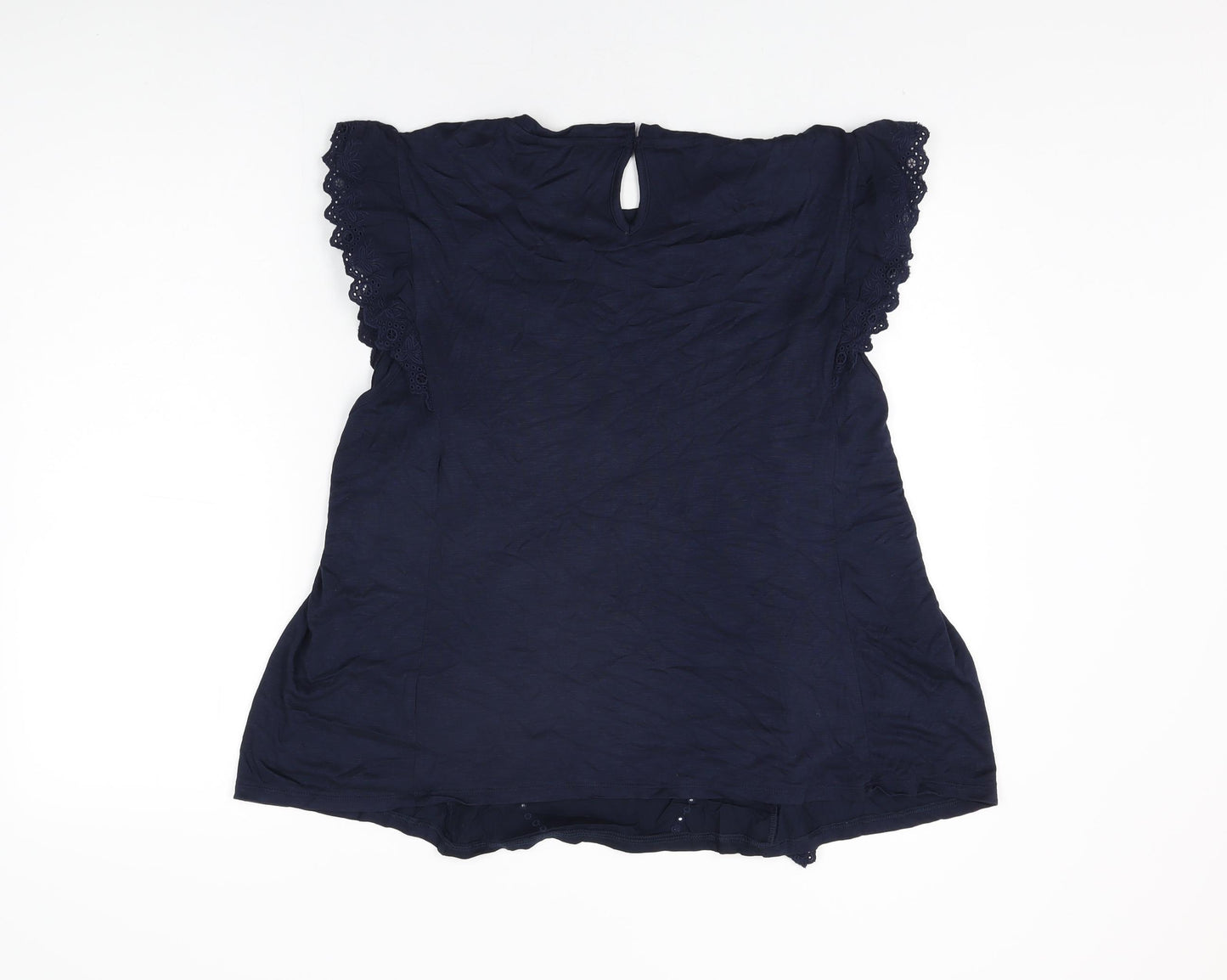 Marks and Spencer Womens Blue Cotton Basic T-Shirt Size 24 Round Neck