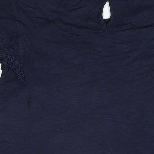 Marks and Spencer Womens Blue Cotton Basic T-Shirt Size 24 Round Neck