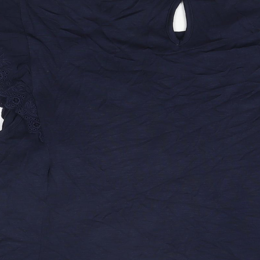 Marks and Spencer Womens Blue Cotton Basic T-Shirt Size 24 Round Neck