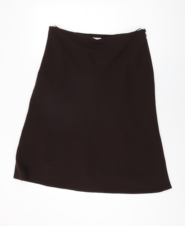 Bonmarché Womens Brown Polyester Swing Skirt Size 16 Zip