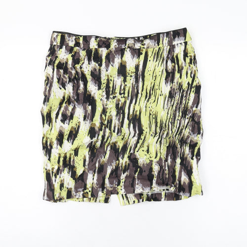 Marks and Spencer Womens Multicoloured Geometric Cotton Mini Skirt Size 14 Zip