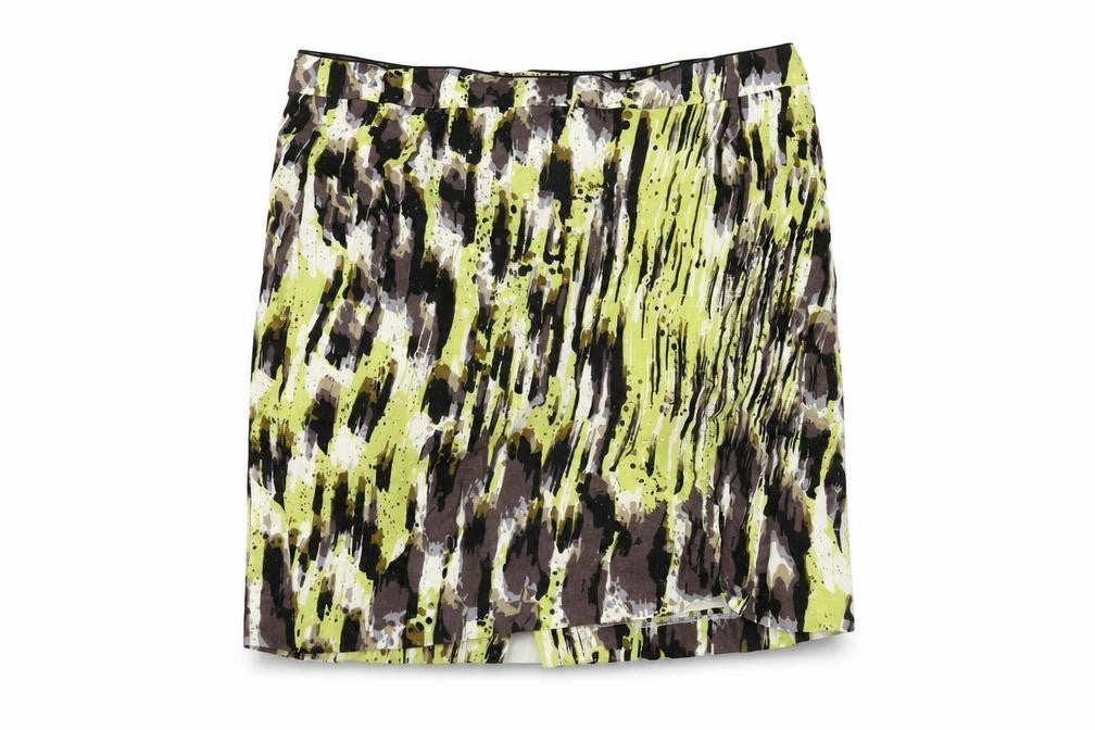 Marks and Spencer Womens Multicoloured Geometric Cotton Mini Skirt Size 14 Zip