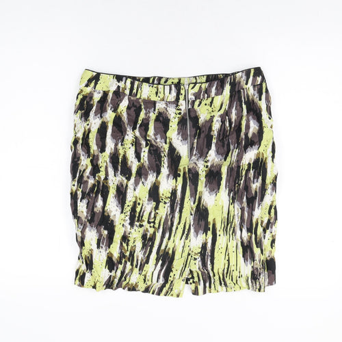Marks and Spencer Womens Multicoloured Geometric Cotton Mini Skirt Size 14 Zip