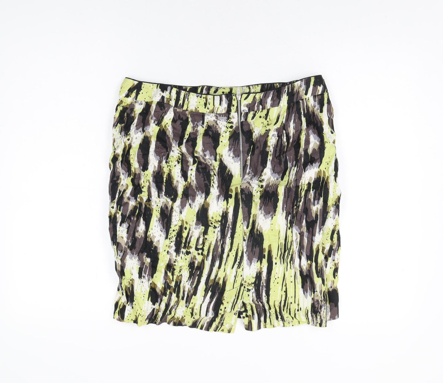 Marks and Spencer Womens Multicoloured Geometric Cotton Mini Skirt Size 14 Zip