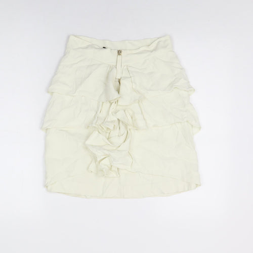 Temperley Womens Ivory Acetate A-Line Skirt Size 10 Zip