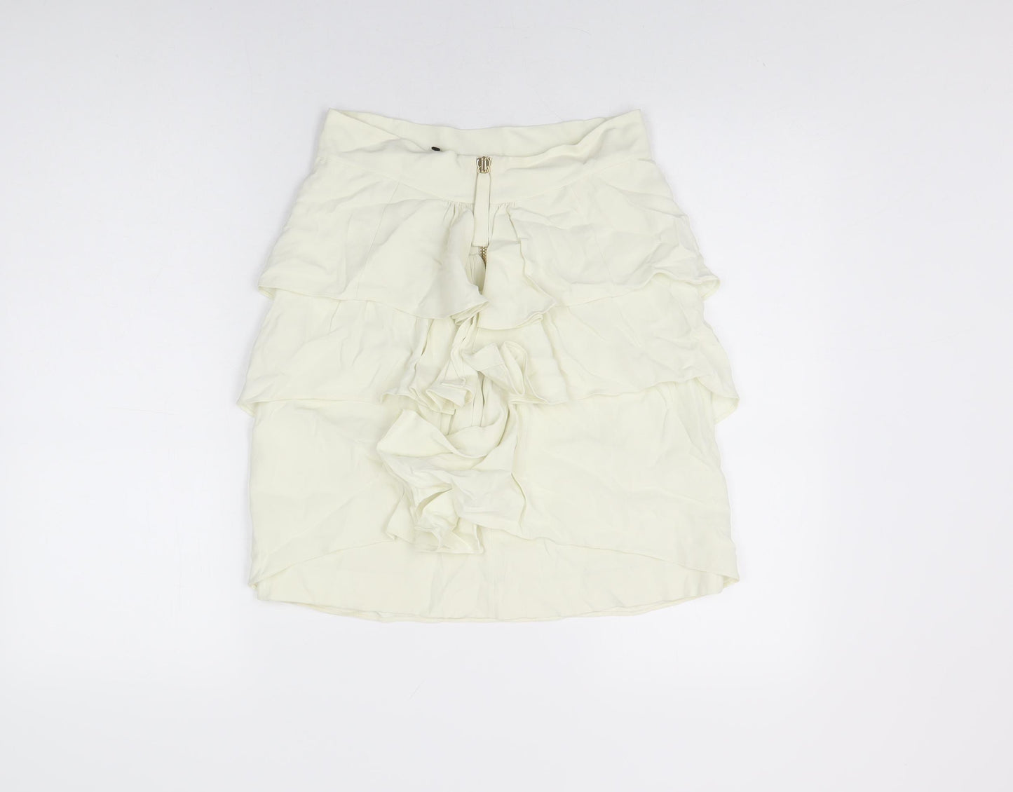 Temperley Womens Ivory Acetate A-Line Skirt Size 10 Zip