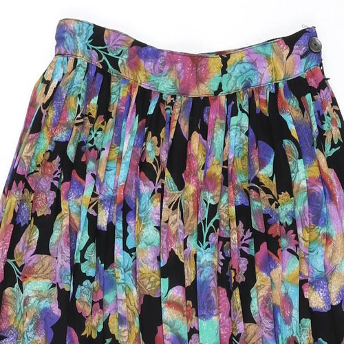 Wallis Womens Black Floral Polyester Swing Skirt Size 10 Zip