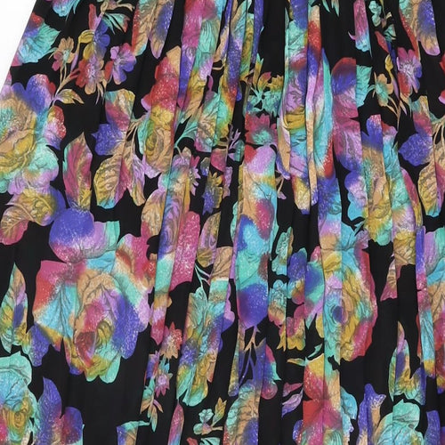 Wallis Womens Black Floral Polyester Swing Skirt Size 10 Zip