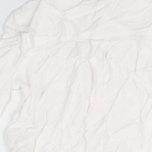 Marks and Spencer Womens White Viscose Basic Button-Up Size 6 Round Neck