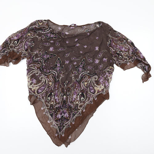 Spirit Womens Brown Paisley Viscose Basic Blouse Size 20 Round Neck