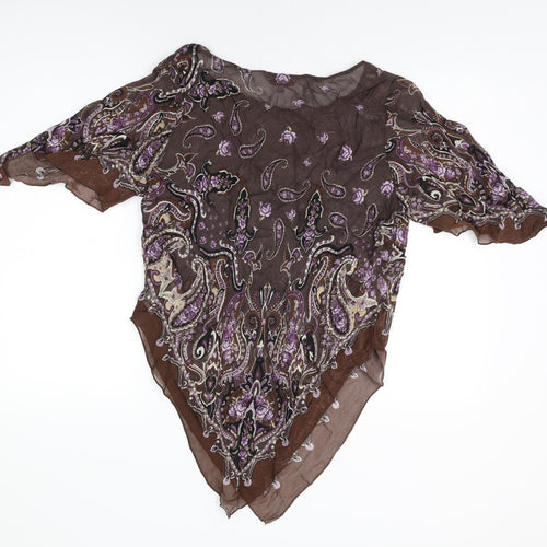Spirit Womens Brown Paisley Viscose Basic Blouse Size 20 Round Neck