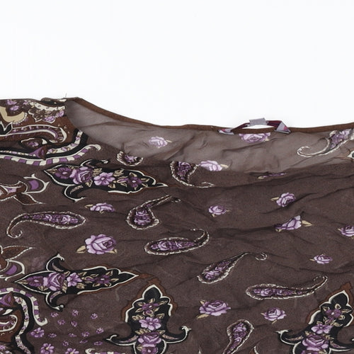 Spirit Womens Brown Paisley Viscose Basic Blouse Size 20 Round Neck