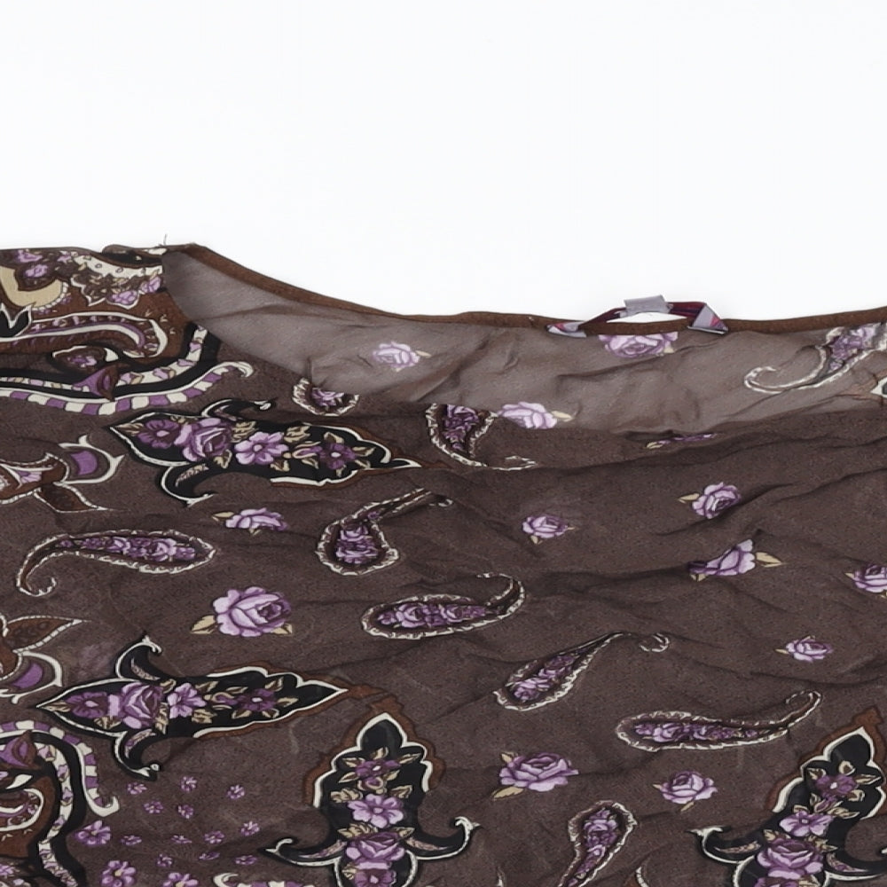 Spirit Womens Brown Paisley Viscose Basic Blouse Size 20 Round Neck