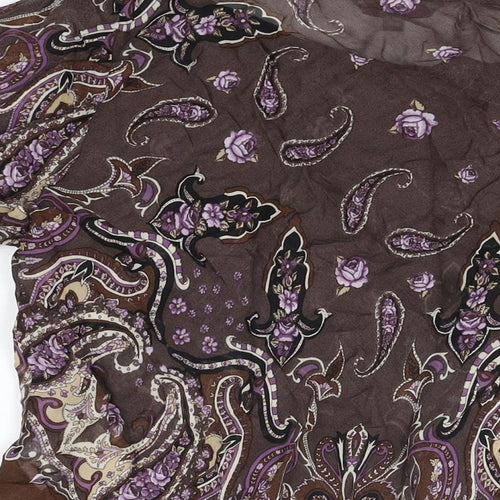 Spirit Womens Brown Paisley Viscose Basic Blouse Size 20 Round Neck