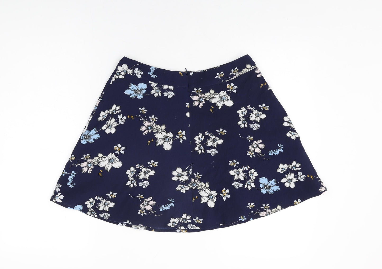 Boohoo Womens Blue Floral Polyester Mini Skirt Size 10 Zip