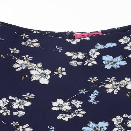 Boohoo Womens Blue Floral Polyester Mini Skirt Size 10 Zip