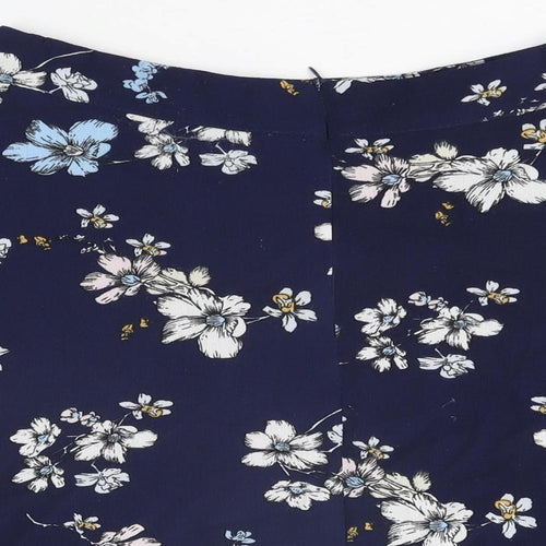 Boohoo Womens Blue Floral Polyester Mini Skirt Size 10 Zip