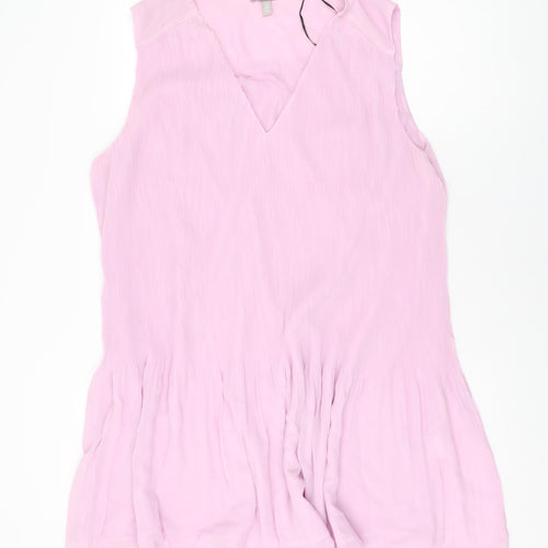 H&M Womens Pink Polyester Shift Size XL V-Neck Pullover