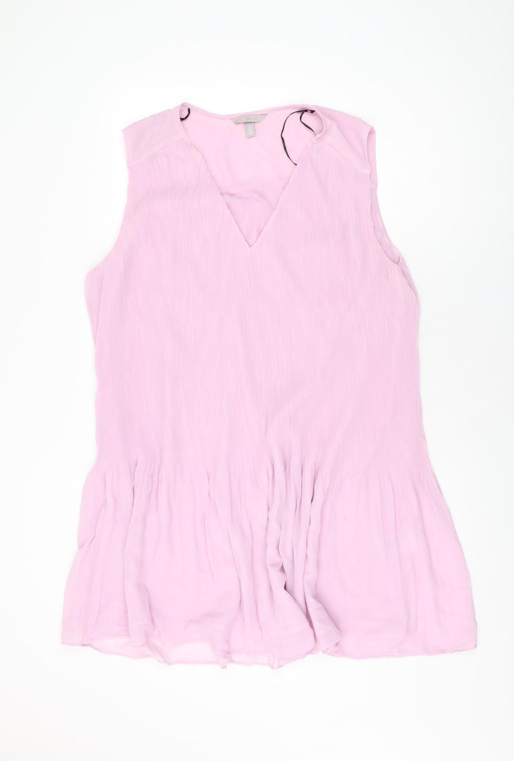 H&M Womens Pink Polyester Shift Size XL V-Neck Pullover
