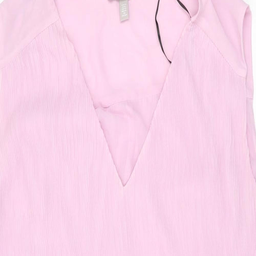 H&M Womens Pink Polyester Shift Size XL V-Neck Pullover