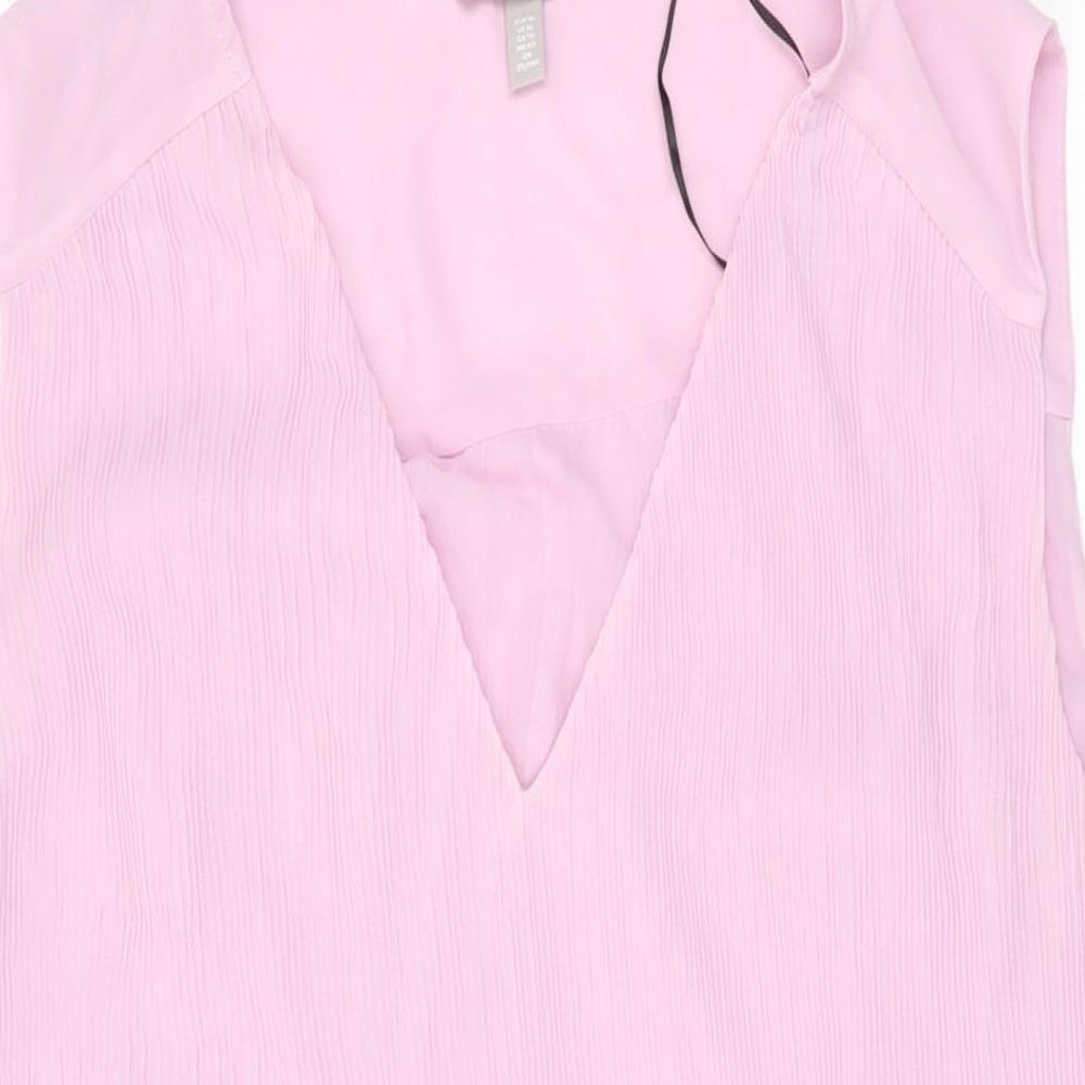 H&M Womens Pink Polyester Shift Size XL V-Neck Pullover
