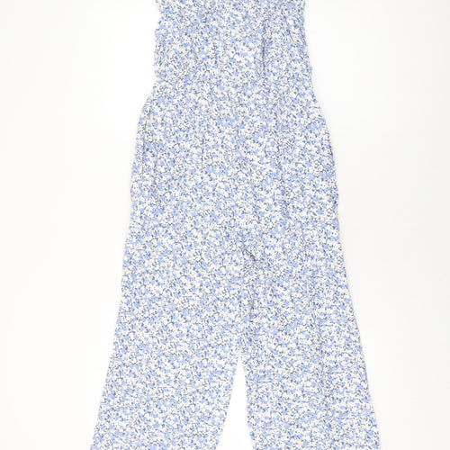 H&M Womens Blue Floral Viscose Jumpsuit One-Piece Size S L25 in Pullover