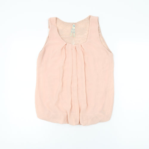 Blue Vanilla Womens Pink Polyester Basic Blouse Size M Round Neck