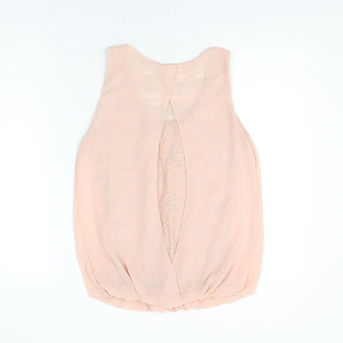 Blue Vanilla Womens Pink Polyester Basic Blouse Size M Round Neck