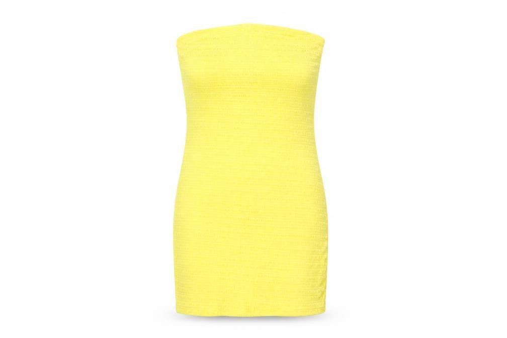 Forever 21 Womens Yellow Polyester Bodycon Size S Off the Shoulder Pullover