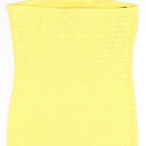 FOREVER 21 Womens Yellow Polyester Bodycon Size S Off the Shoulder Pullover