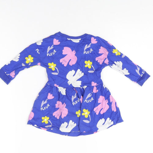 John Lewis Baby Blue Geometric Cotton Basic T-Shirt Size 9-12 Months Round Neck Pullover
