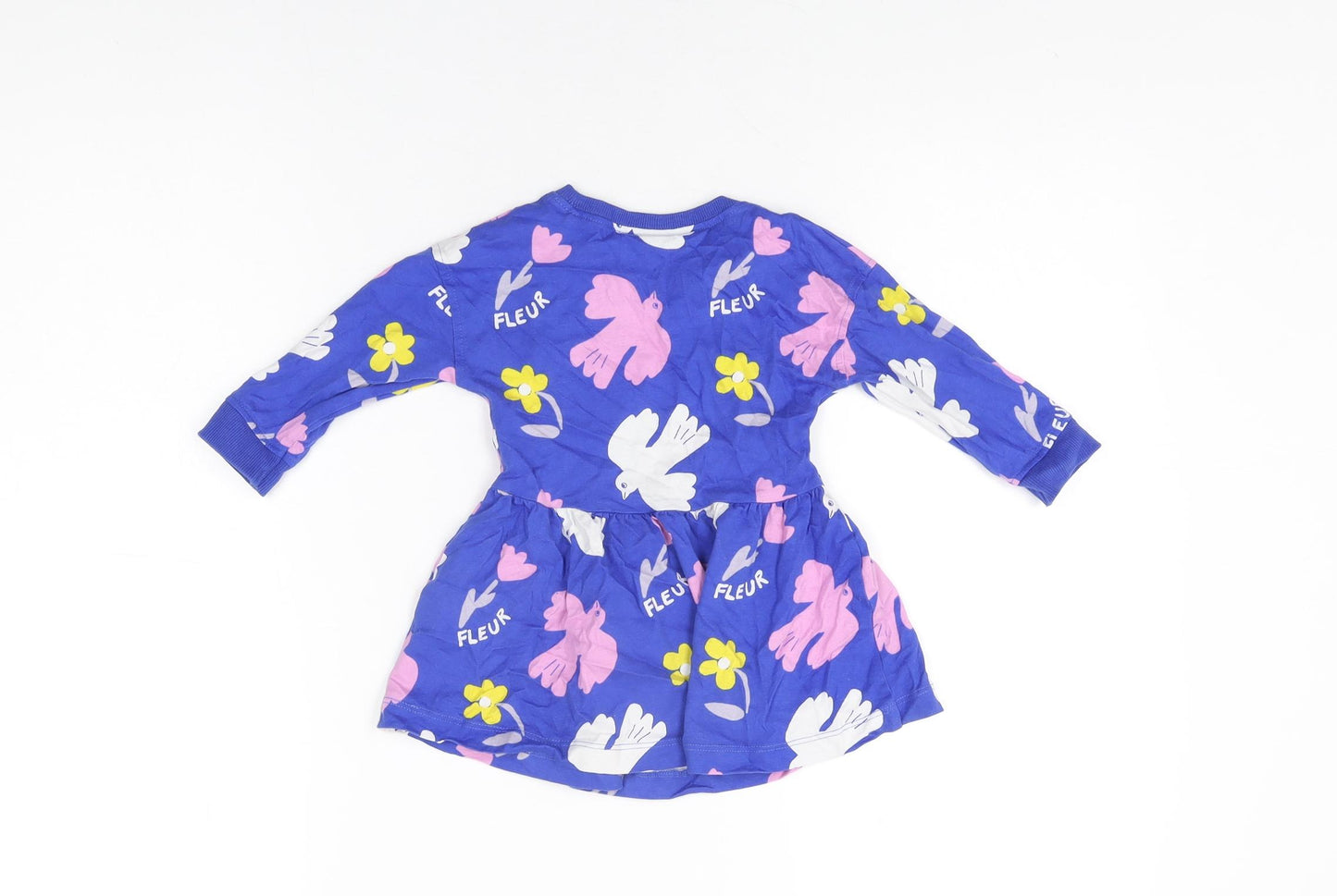 John Lewis Baby Blue Geometric Cotton Basic T-Shirt Size 9-12 Months Round Neck Pullover
