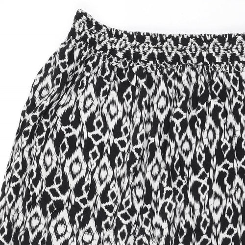 Marks and Spencer Womens Black Geometric Viscose Trousers Size M L24 in Regular