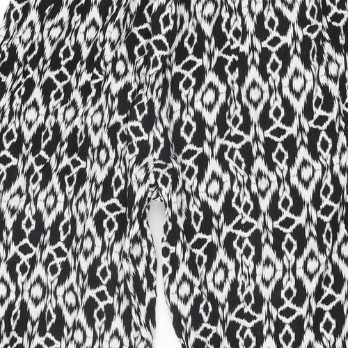 Marks and Spencer Womens Black Geometric Viscose Trousers Size M L24 in Regular