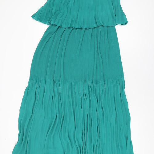 Glamorous Womens Green Polyester Maxi Size 12 Scoop Neck Pullover