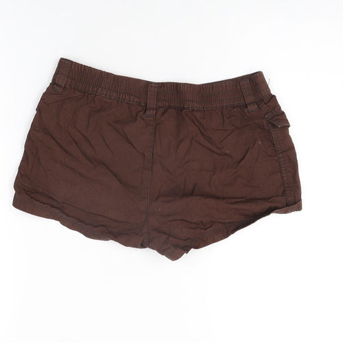 H&M Womens Brown Cotton Basic Shorts Size 8 Regular Zip