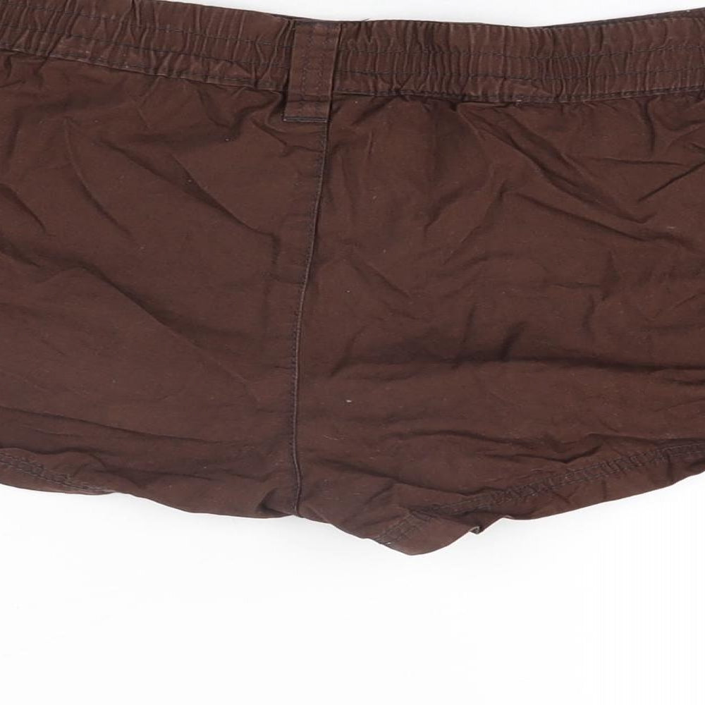 H&M Womens Brown Cotton Basic Shorts Size 8 Regular Zip