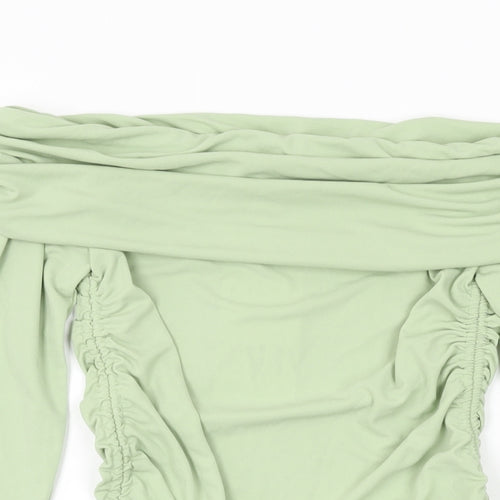 Zara Womens Green Polyester Basic T-Shirt Size XS Off the Shoulder