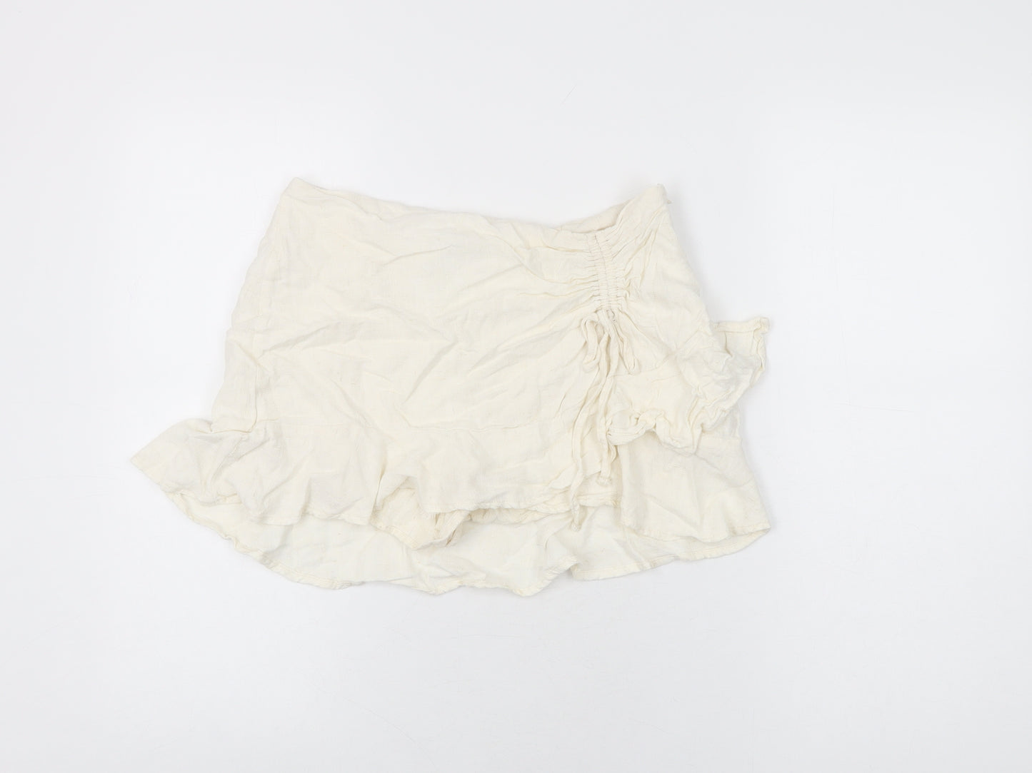 Stradivarius Womens Ivory Viscose Skort Skirt Size 10 Zip