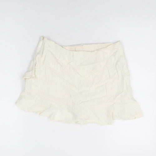 Stradivarius Womens Ivory Viscose Skort Skirt Size 10 Zip