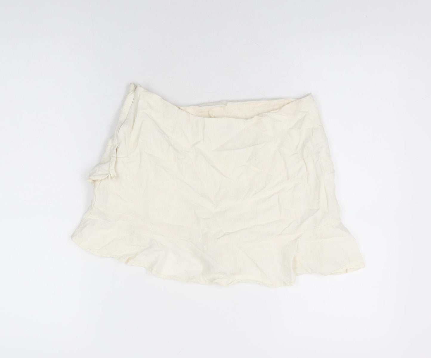 Stradivarius Womens Ivory Viscose Skort Skirt Size 10 Zip