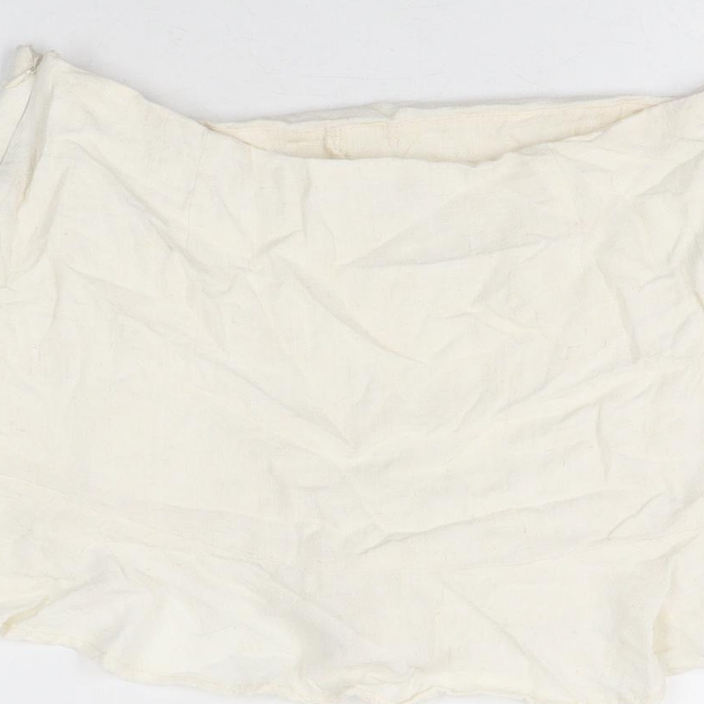Stradivarius Womens Ivory Viscose Skort Skirt Size 10 Zip