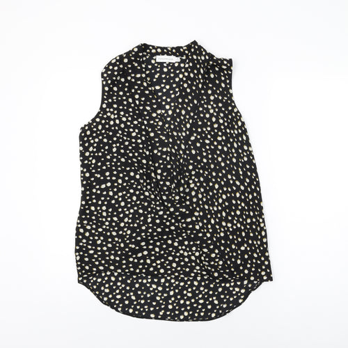 Paraphrase Womens Black Geometric Polyester Basic Blouse Size 8 V-Neck