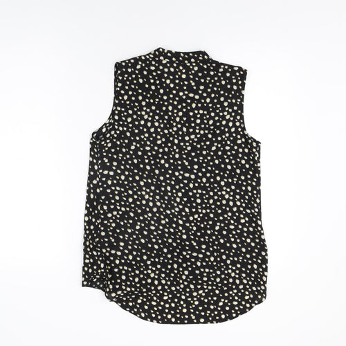 Paraphrase Womens Black Geometric Polyester Basic Blouse Size 8 V-Neck