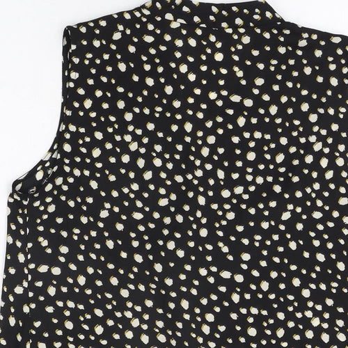 Paraphrase Womens Black Geometric Polyester Basic Blouse Size 8 V-Neck
