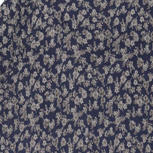 NEXT Womens Blue Floral Viscose Basic T-Shirt Size 16 V-Neck