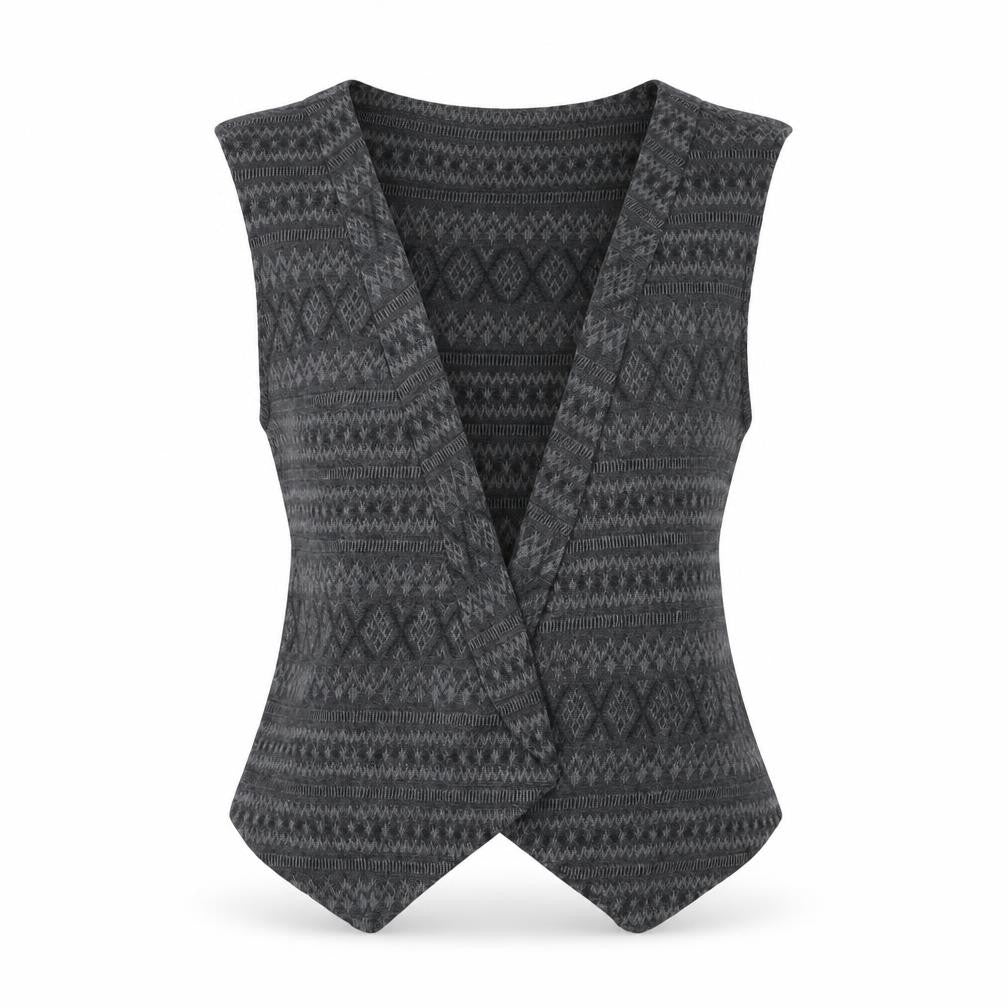 Front view of Marks & Spencer women’s grey geometric polyester basic t-shirt, size UK 16, v-neck
